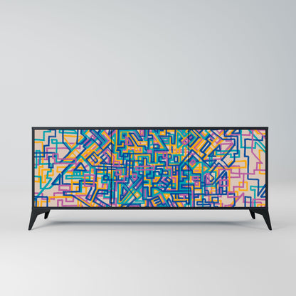 MEMORIES MAP 3-Door Sideboard in Black Finish