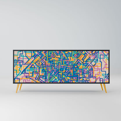 MEMORIES MAP 3-Door Sideboard in Black Finish