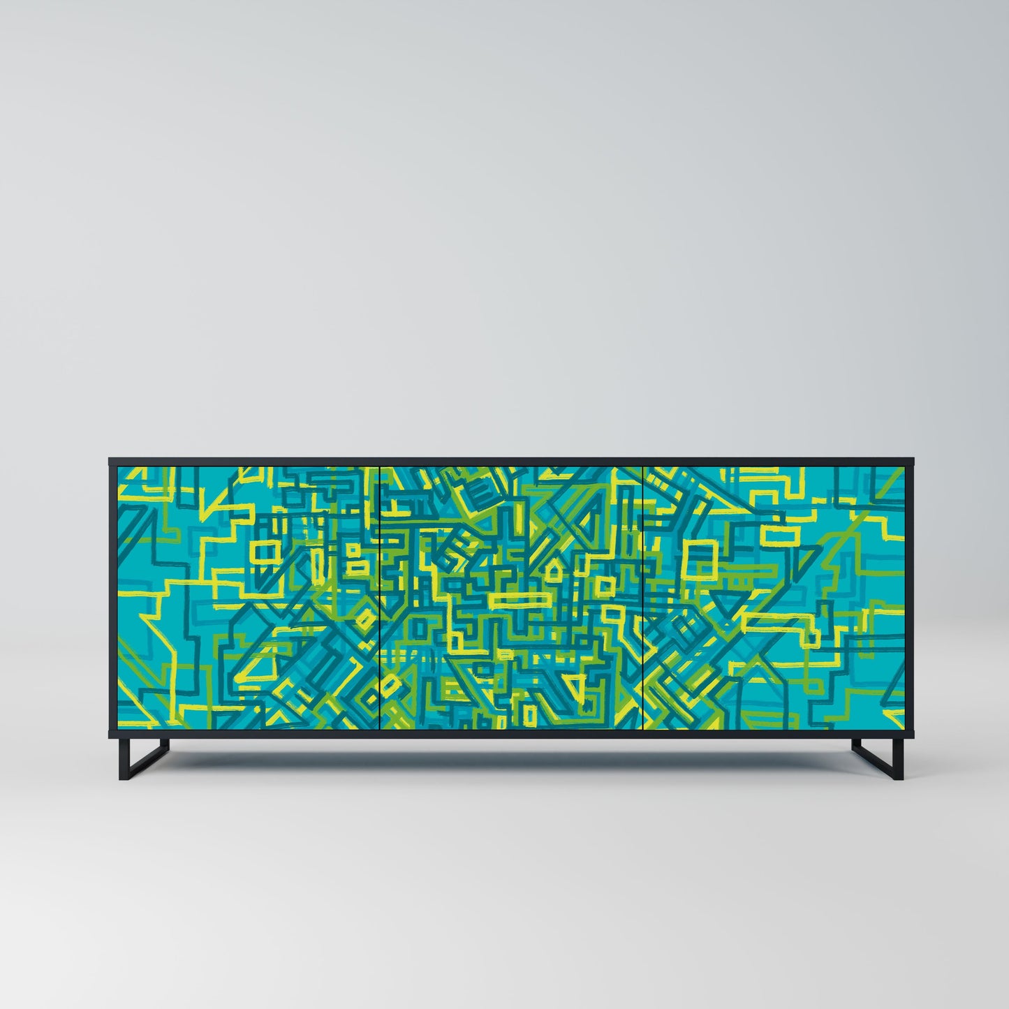 NOSTALGIC MEMORIES 3-Door Sideboard in Black Finish