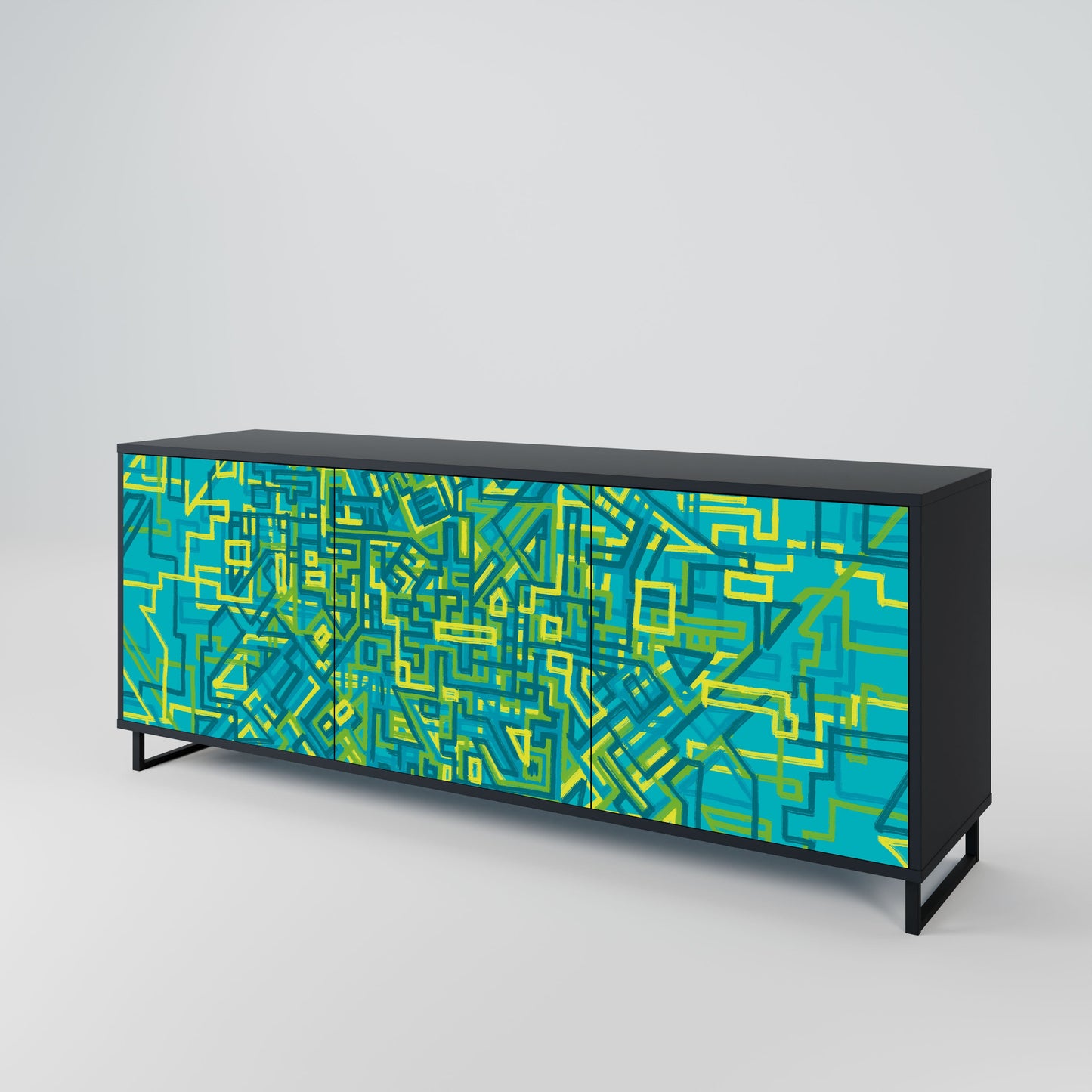 NOSTALGIC MEMORIES 3-Door Sideboard in Black Finish