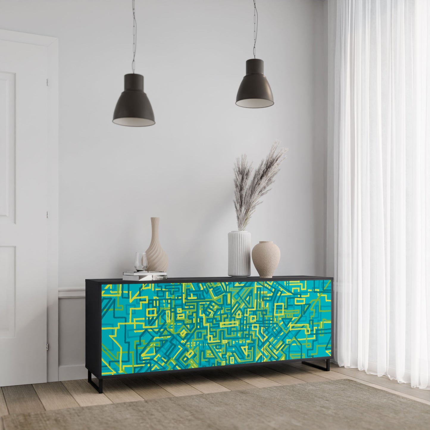 NOSTALGIC MEMORIES 3-Door Sideboard in Black Finish