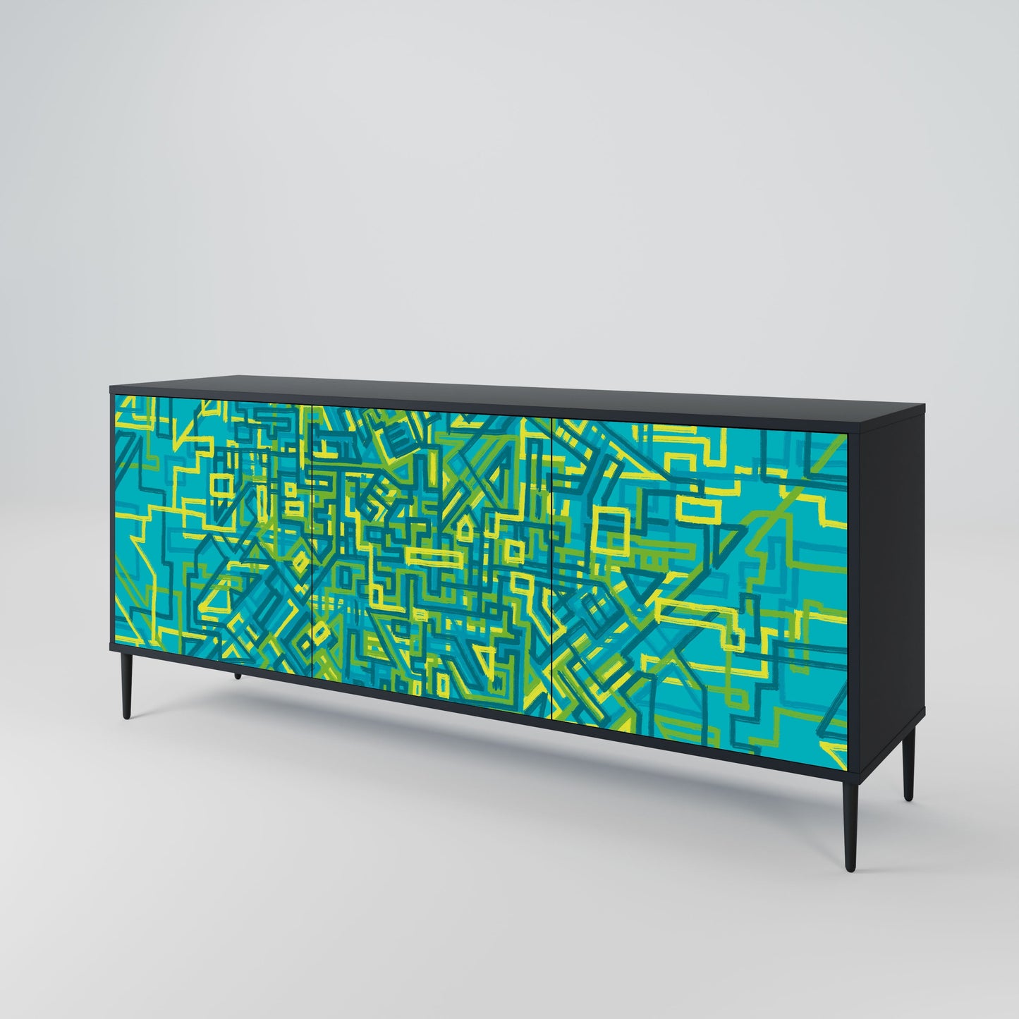 NOSTALGIC MEMORIES 3-Door Sideboard in Black Finish