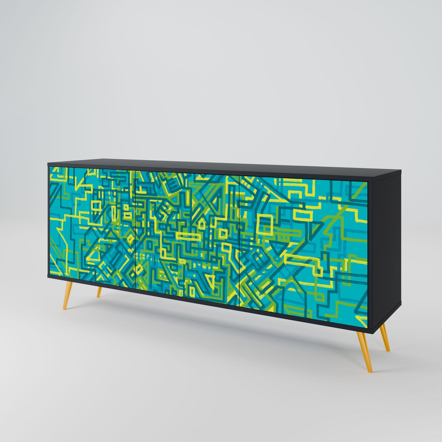 NOSTALGIC MEMORIES 3-Door Sideboard in Black Finish