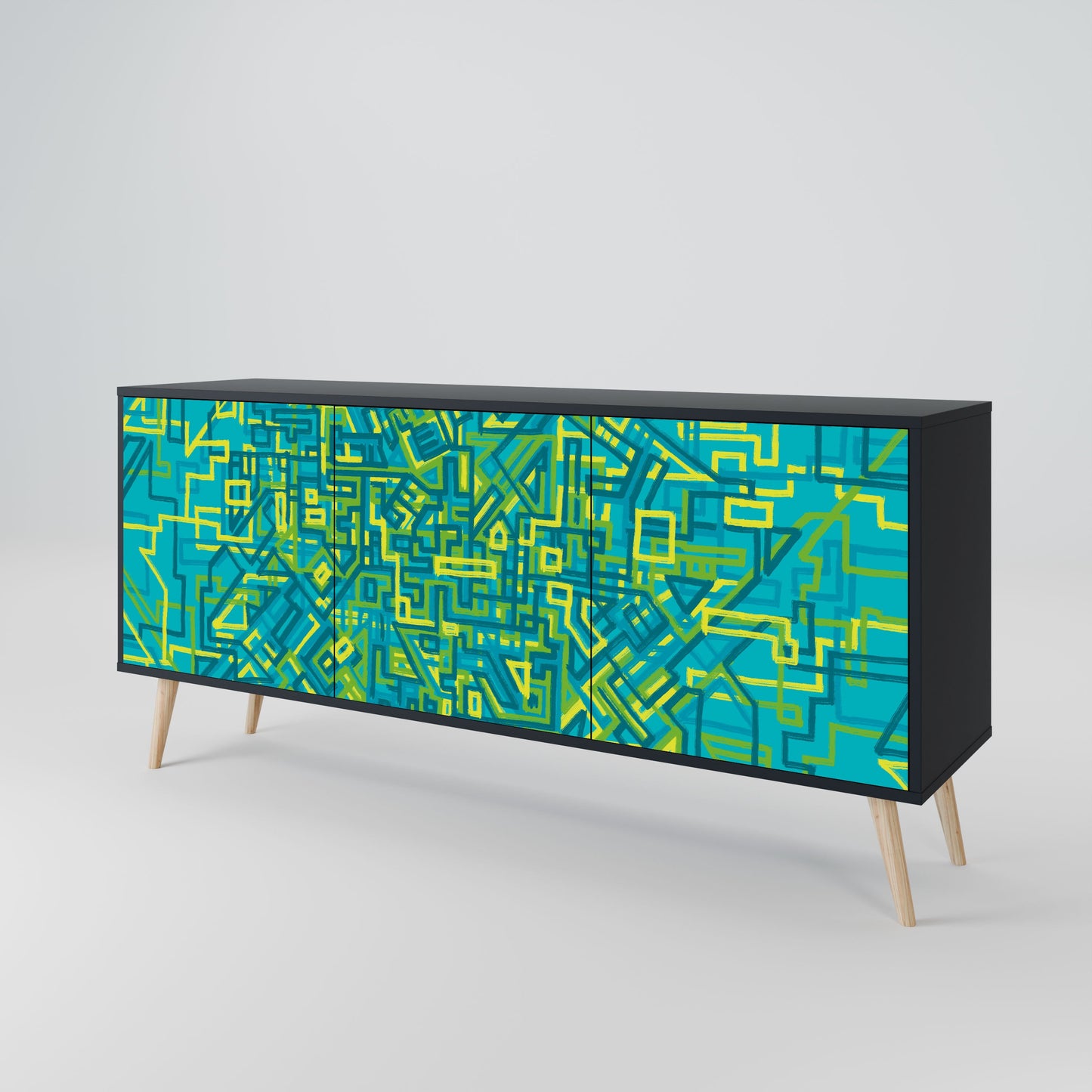 NOSTALGIC MEMORIES 3-Door Sideboard in Black Finish