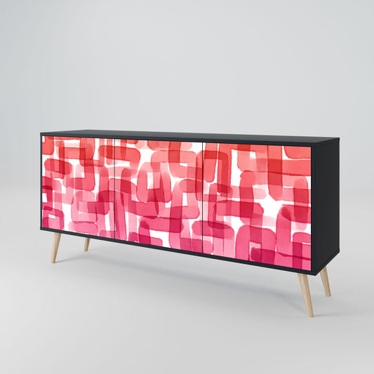 KALEIDOSCOPIC CUBISM 3-Door Sideboard in Black Finish