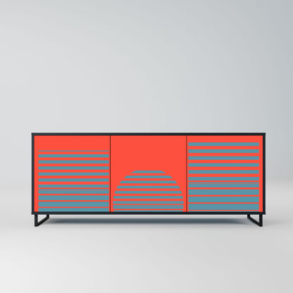 RISING GEOMETRY STARS Madia a 3 Ante in Finitura Nera