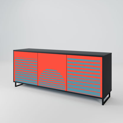 RISING GEOMETRY STARS Madia a 3 Ante in Finitura Nera