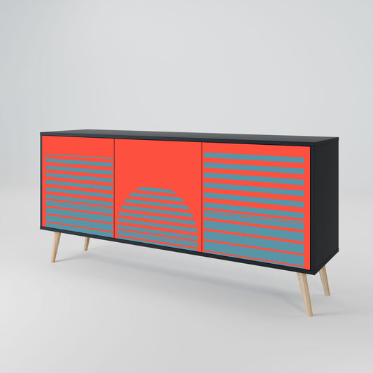 RISING GEOMETRY STARS 3-Door Sideboard in Black Finish