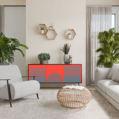 RISING GEOMETRY STARS Madia a 3 Ante in Finitura Nera