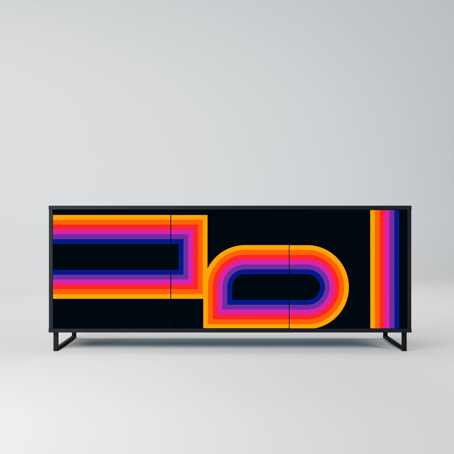 BLINDED BY THE LIGHTS 3-Door Sideboard in Black Finish