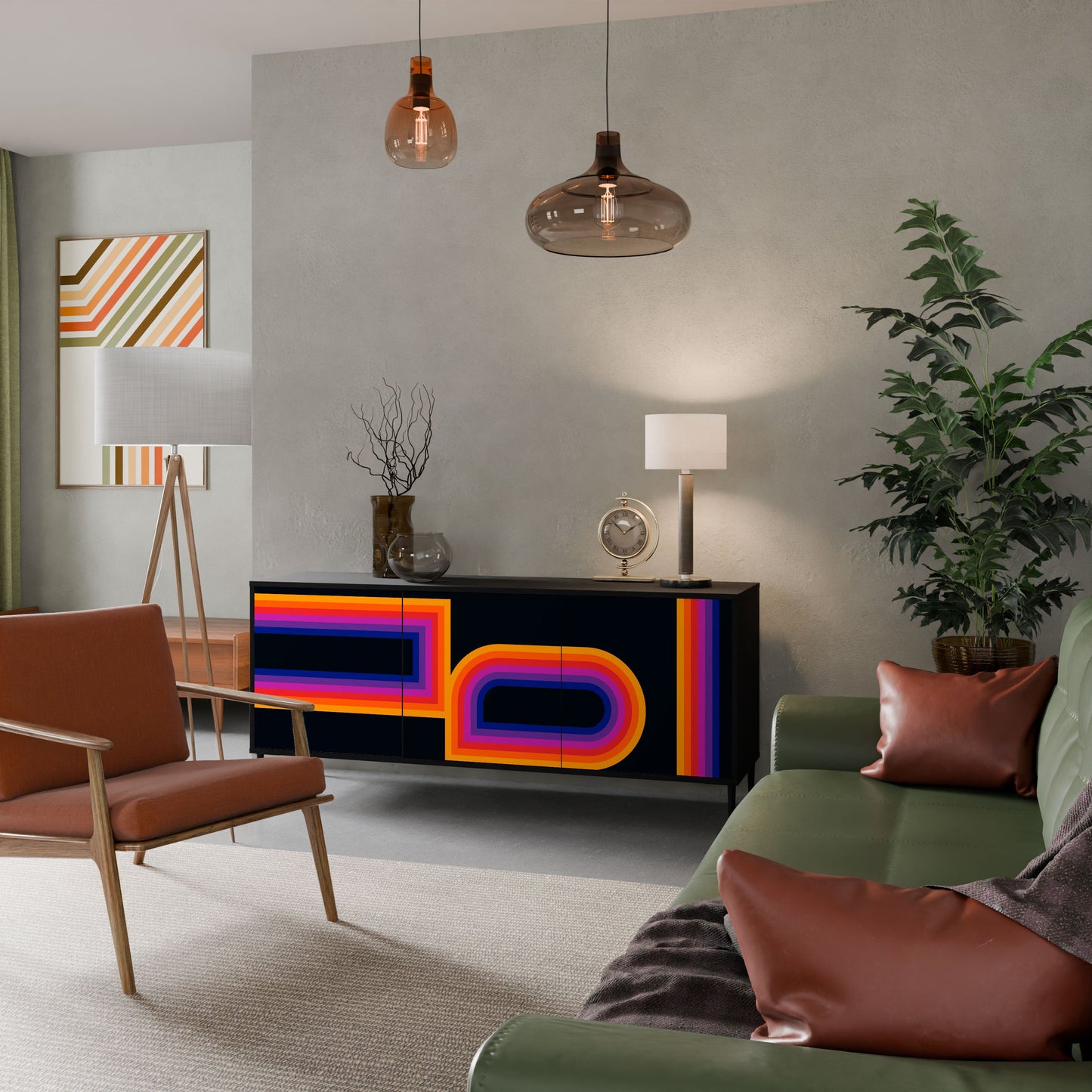 BLINDED BY THE LIGHTS 3-Door Sideboard in Black Finish