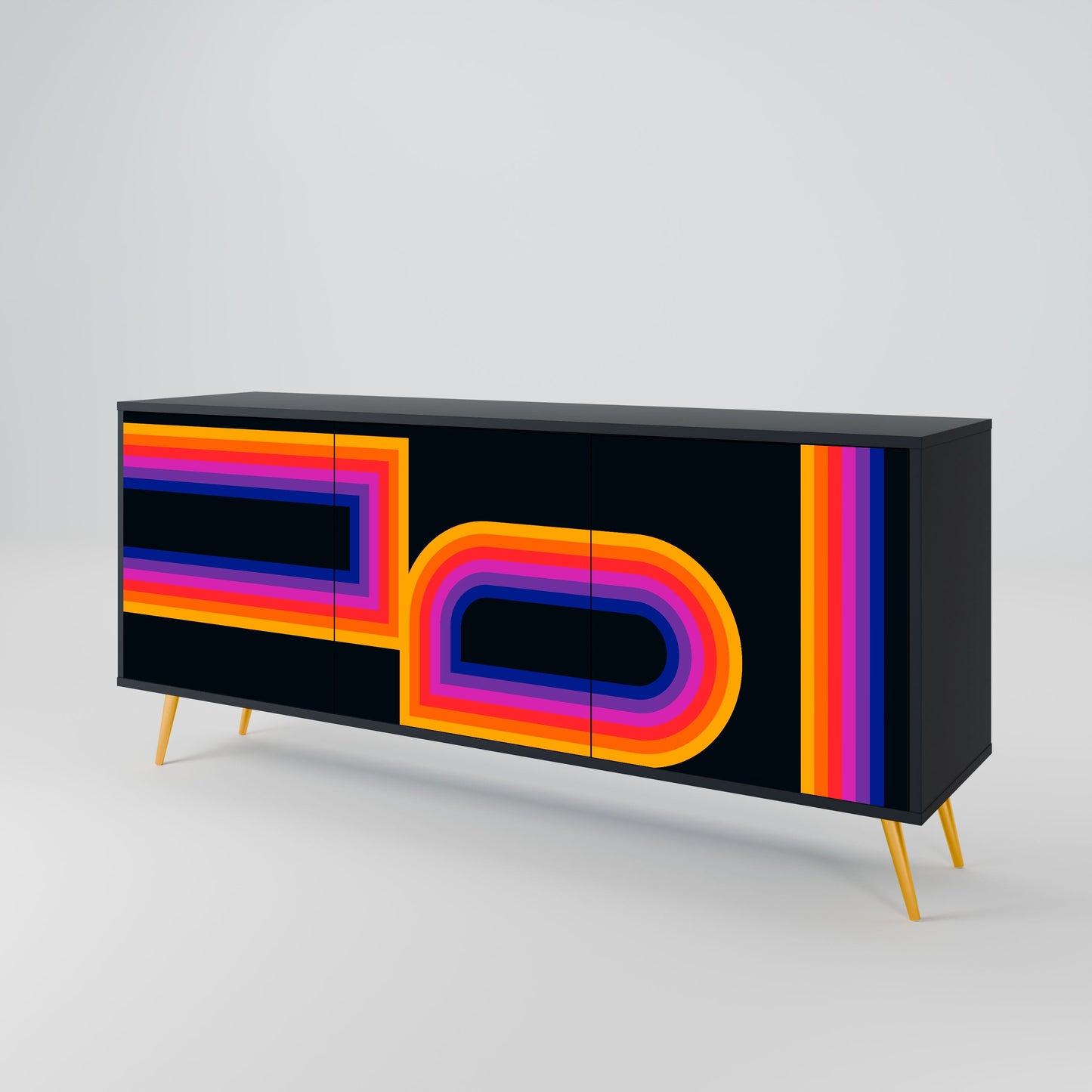 BLINDED BY THE LIGHTS 3-Door Sideboard in Black Finish