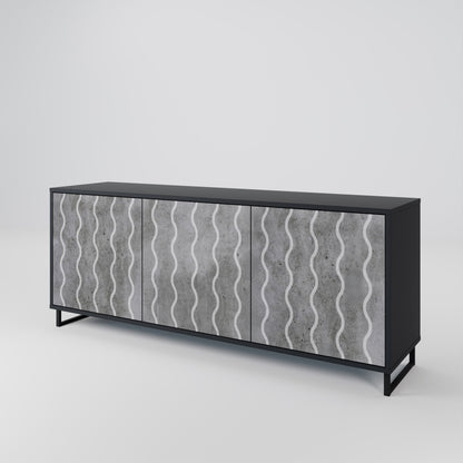 WAVES OF CONCRETE 3-Door Sideboard in Black Finish