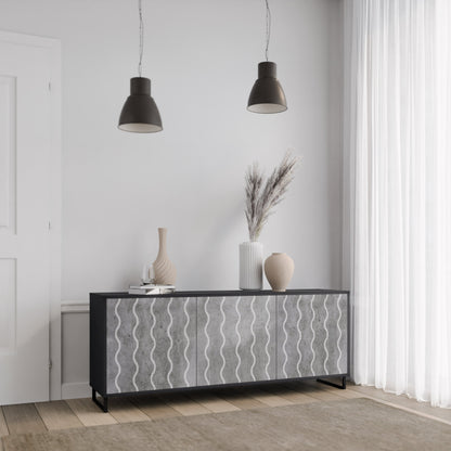 WAVES OF CONCRETE 3-Door Sideboard in Black Finish