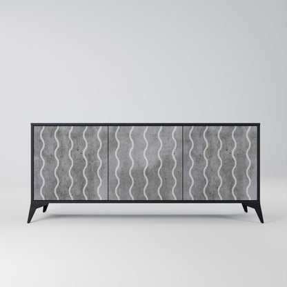 WAVES OF CONCRETE 3-Door Sideboard in Black Finish