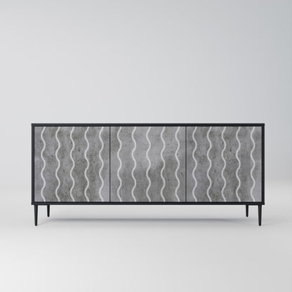 WAVES OF CONCRETE 3-Door Sideboard in Black Finish