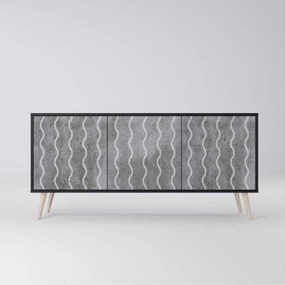 WAVES OF CONCRETE 3-Door Sideboard in Black Finish