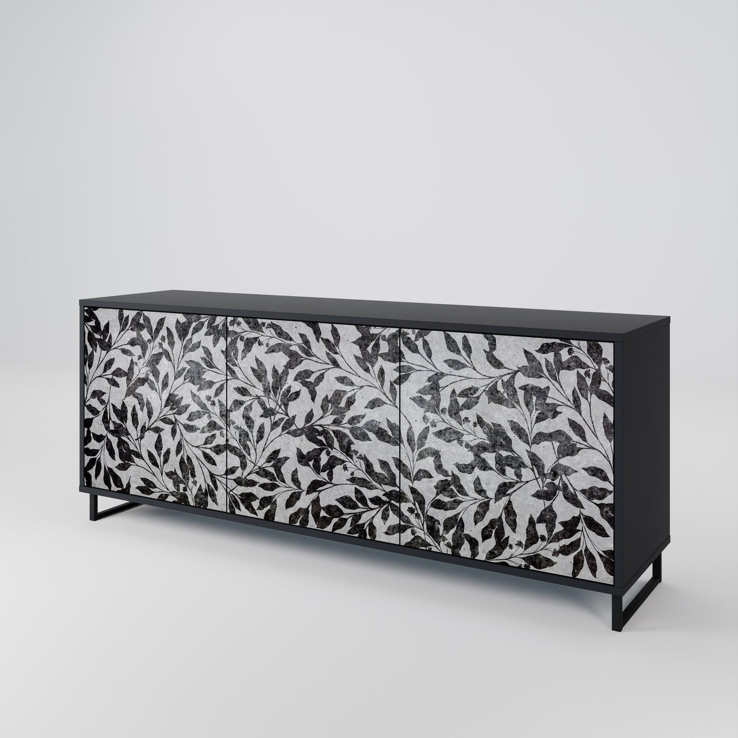 CHARCOAL SPROUT 3-Door Sideboard in Black Finish