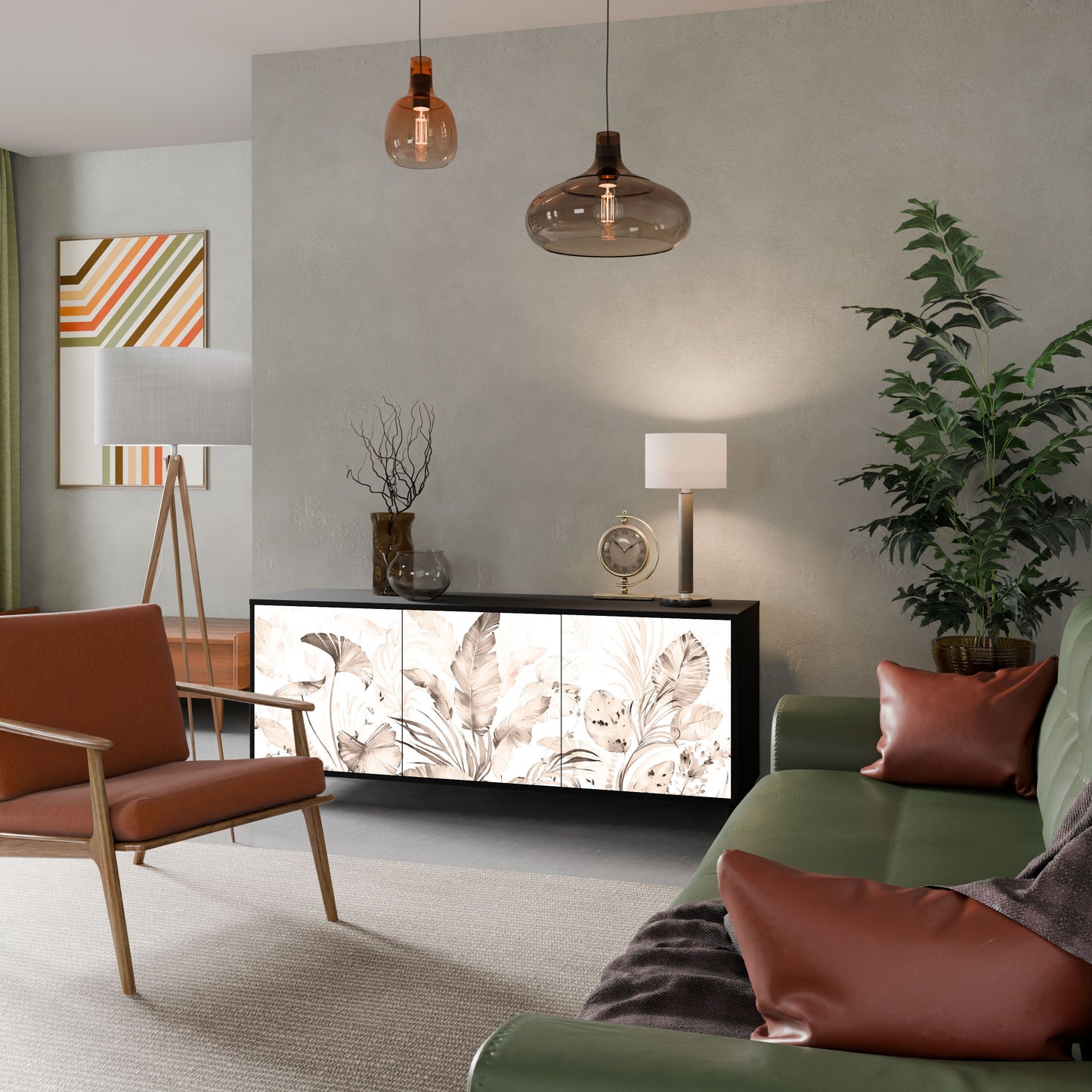 WILD TENDERNESS 3-Door Sideboard in Black Finish