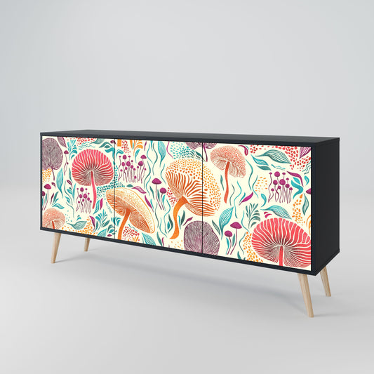 FUNGUS FANTASY 3-Door Sideboard in Black Finish