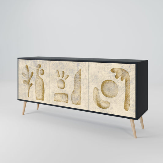 SAND SCULPTURES 3-Door Sideboard in Black Finish