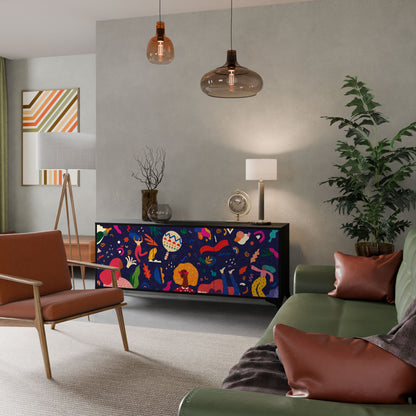 FESTIVE PLEASURES 3-Door Sideboard in Black Finish