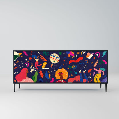 FESTIVE PLEASURES 3-Door Sideboard in Black Finish