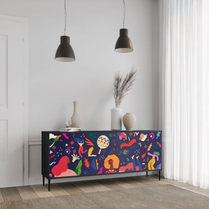 FESTIVE PLEASURES 3-Door Sideboard in Black Finish