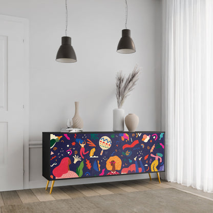 FESTIVE PLEASURES 3-Door Sideboard in Black Finish