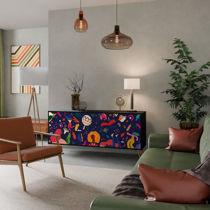 FESTIVE PLEASURES 3-Door Sideboard in Black Finish