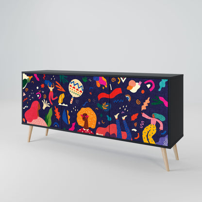FESTIVE PLEASURES 3-Door Sideboard in Black Finish
