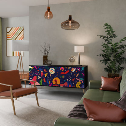 FESTIVE PLEASURES 3-Door Sideboard in Black Finish