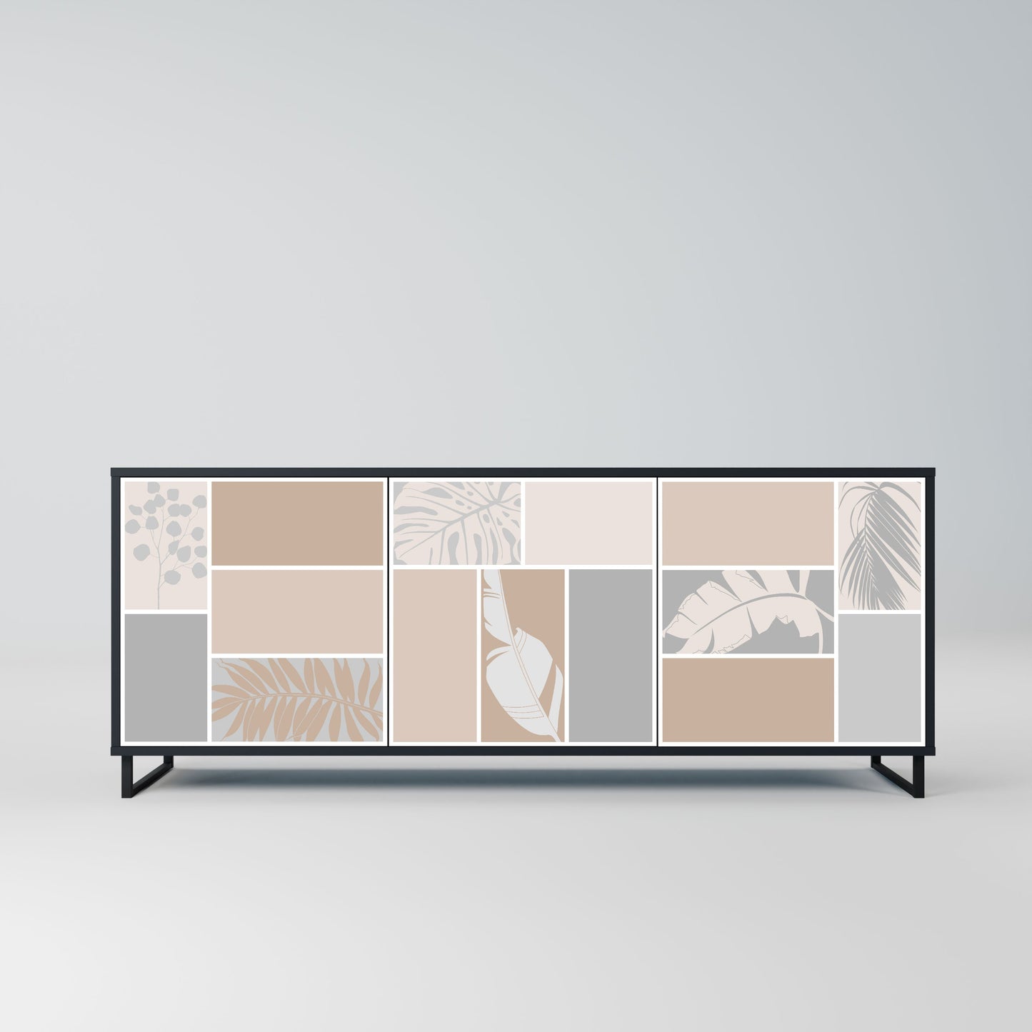 TROPICAL SHAPES 3-Door Sideboard in Black Finish