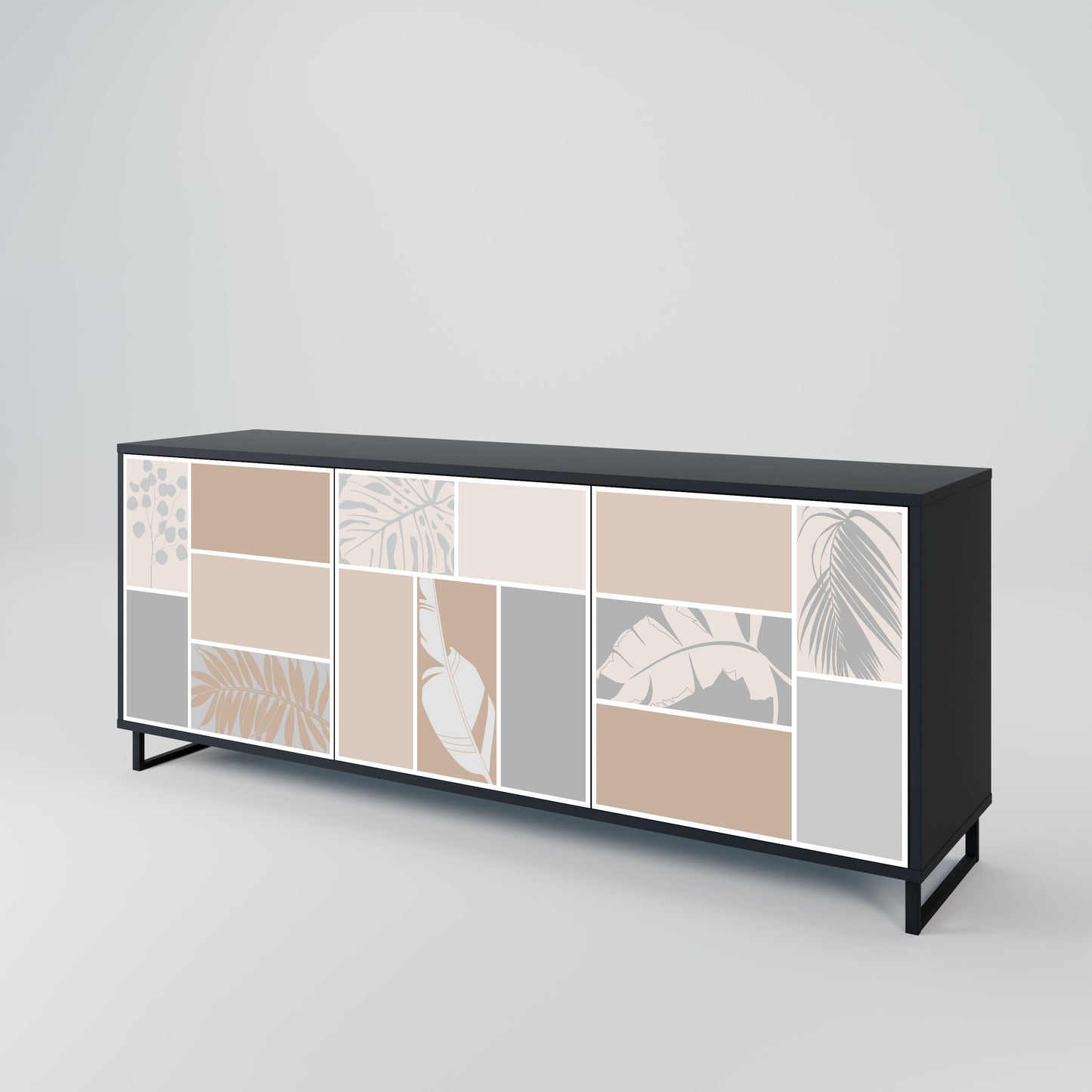 TROPICAL SHAPES 3-Door Sideboard in Black Finish