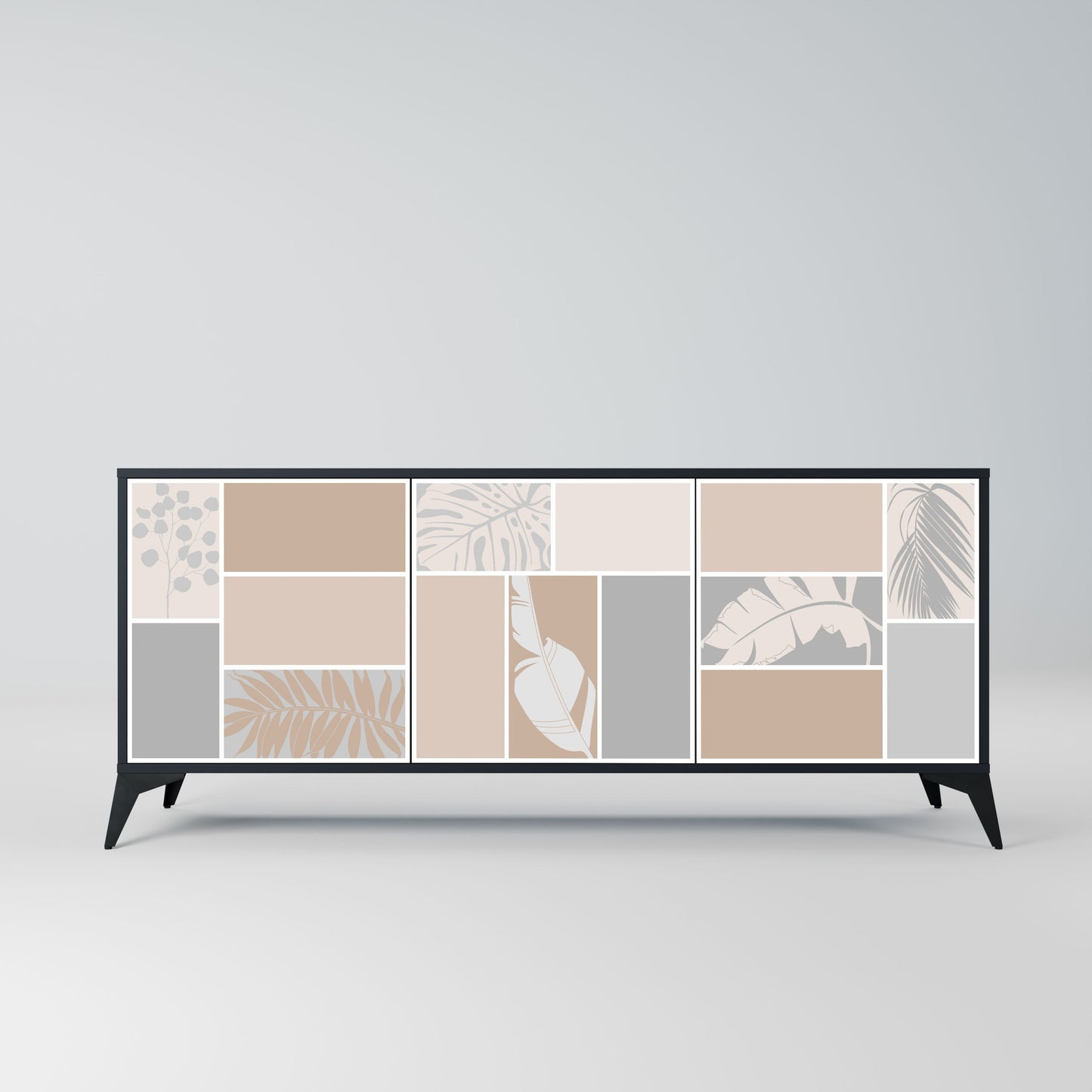 TROPICAL SHAPES 3-Door Sideboard in Black Finish