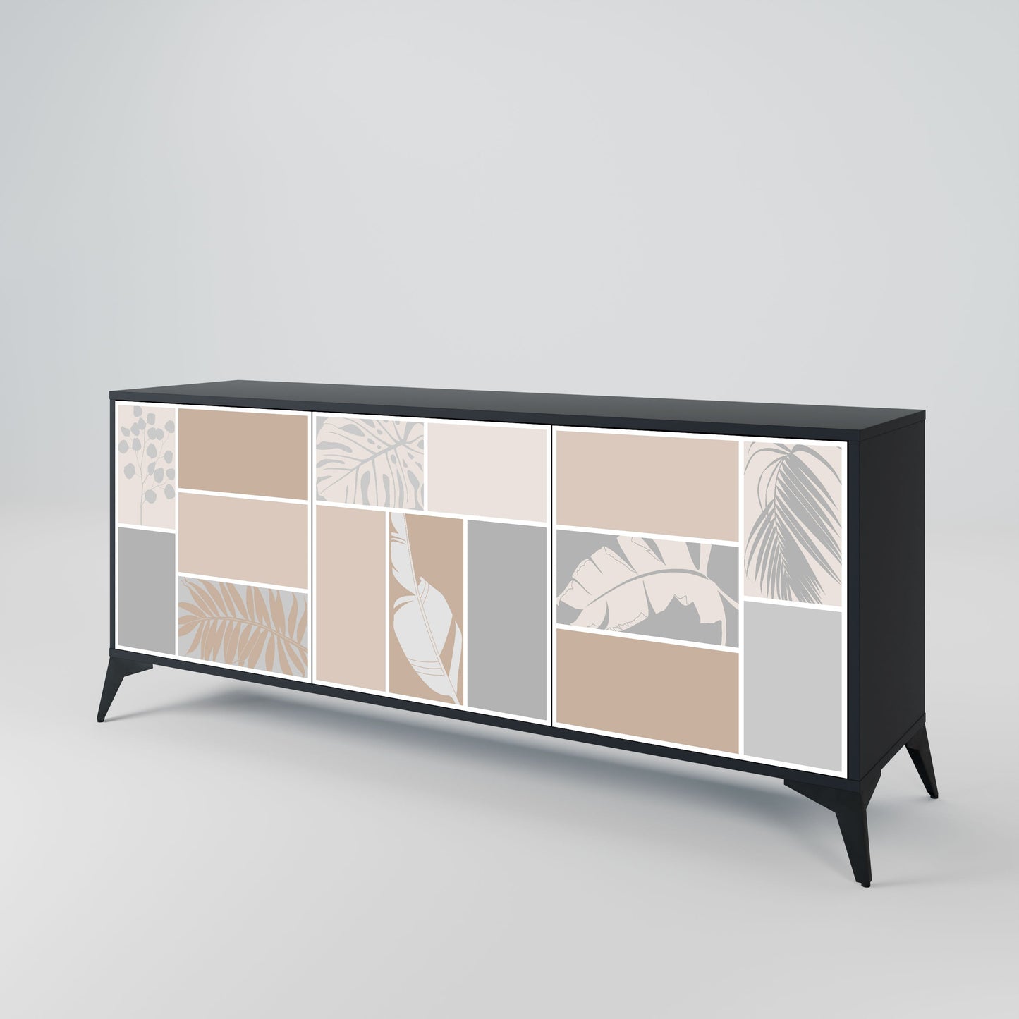 TROPICAL SHAPES 3-Door Sideboard in Black Finish