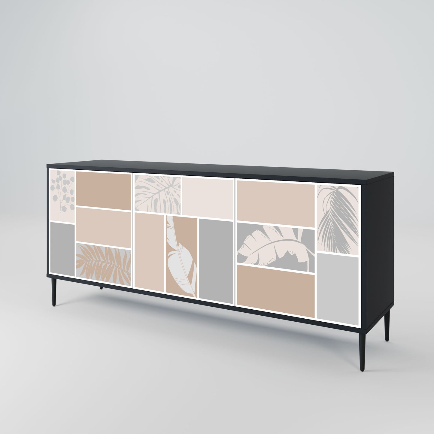 TROPICAL SHAPES 3-Door Sideboard in Black Finish