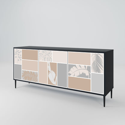TROPICAL SHAPES 3-Door Sideboard in Black Finish