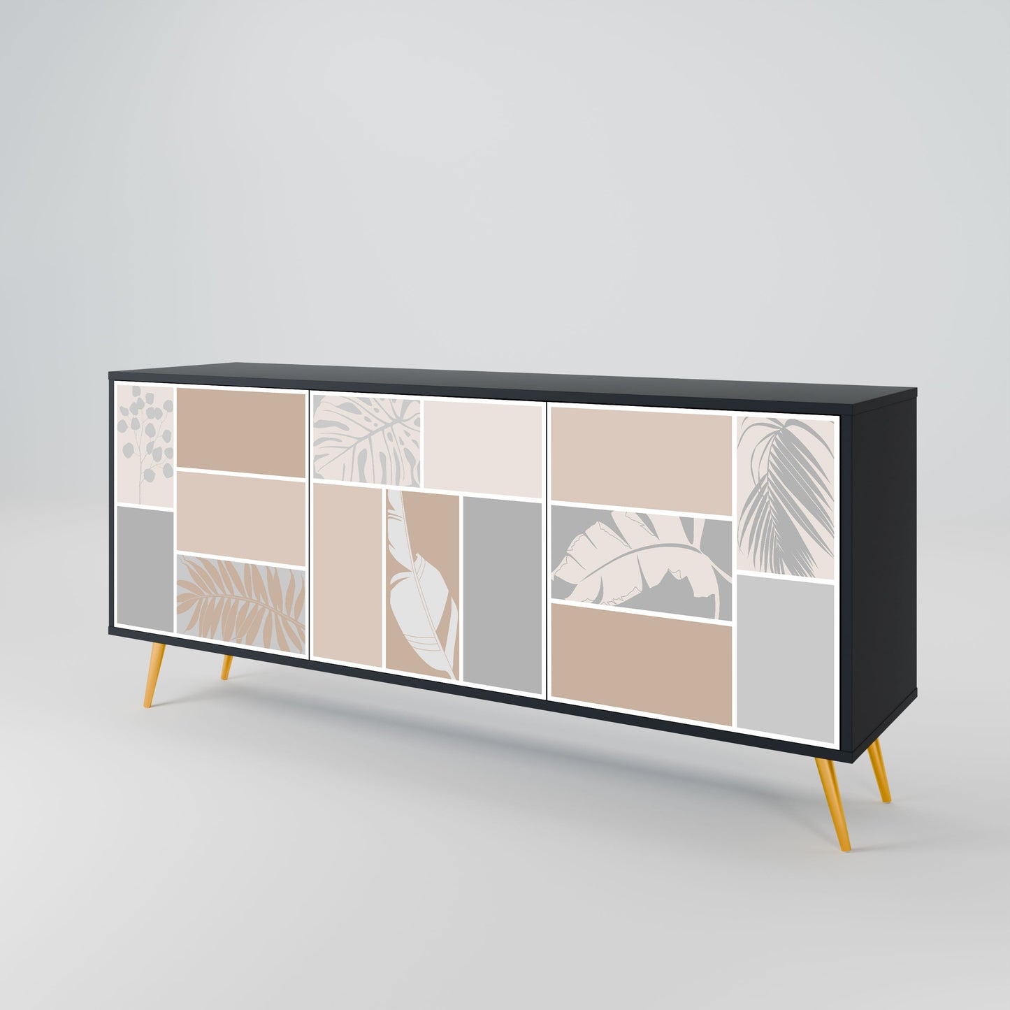 TROPICAL SHAPES 3-Door Sideboard in Black Finish