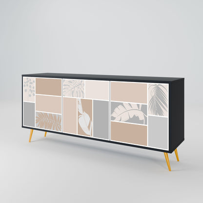 TROPICAL SHAPES 3-Door Sideboard in Black Finish