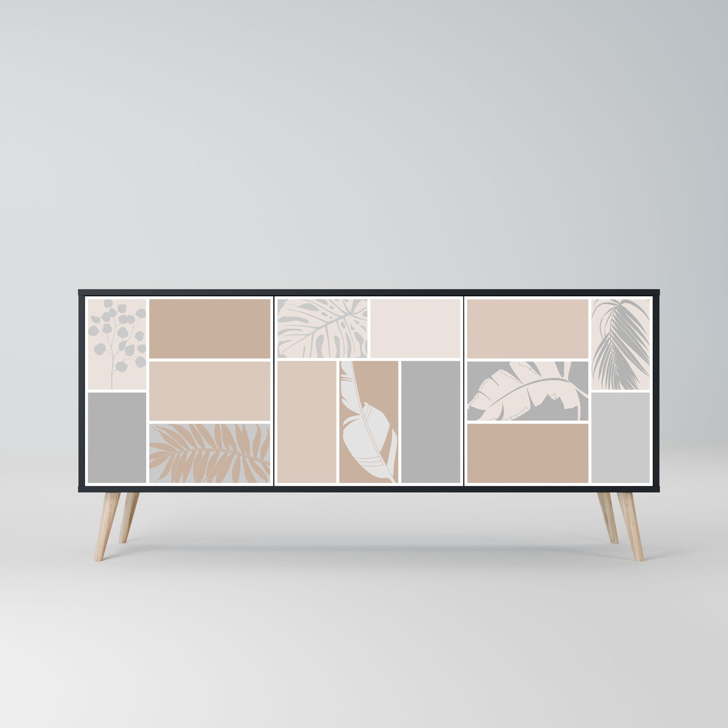 TROPICAL SHAPES 3-Door Sideboard in Black Finish