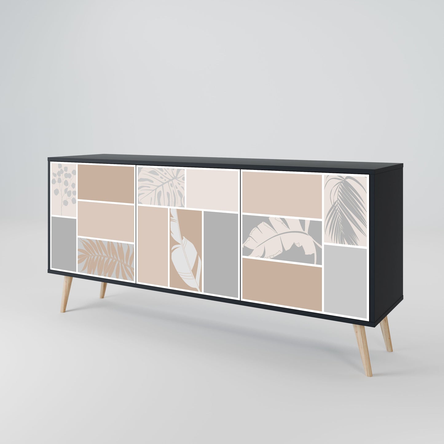 TROPICAL SHAPES 3-Door Sideboard in Black Finish