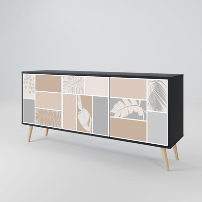 TROPICAL SHAPES 3-Door Sideboard in Black Finish