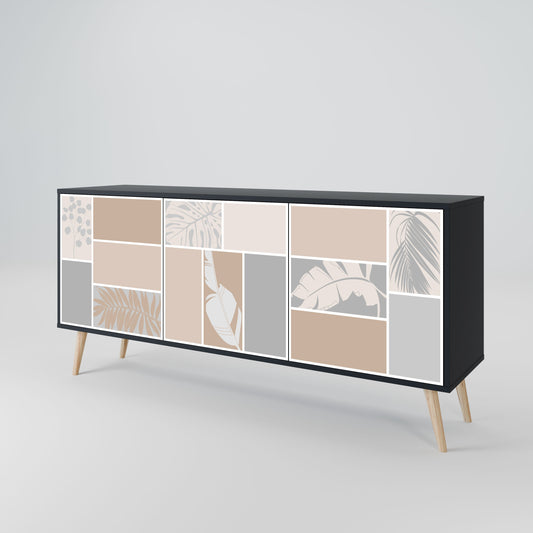 TROPICAL SHAPES 3-Door Sideboard in Black Finish