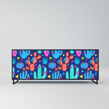 CACTUS VIBES 3-Door Sideboard in Black Finish