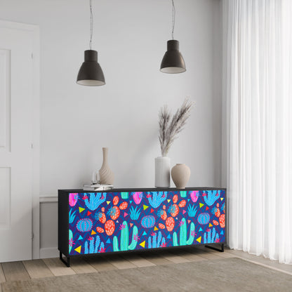 CACTUS VIBES 3-Door Sideboard in Black Finish