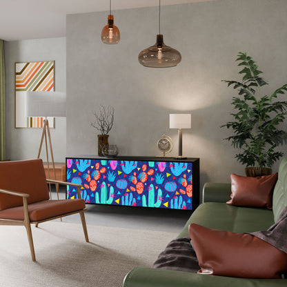 CACTUS VIBES 3-Door Sideboard in Black Finish