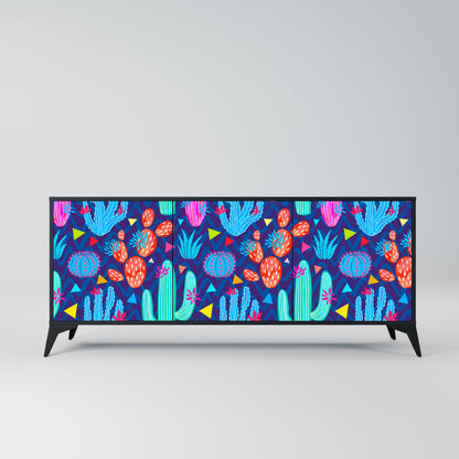 CACTUS VIBES 3-Door Sideboard in Black Finish