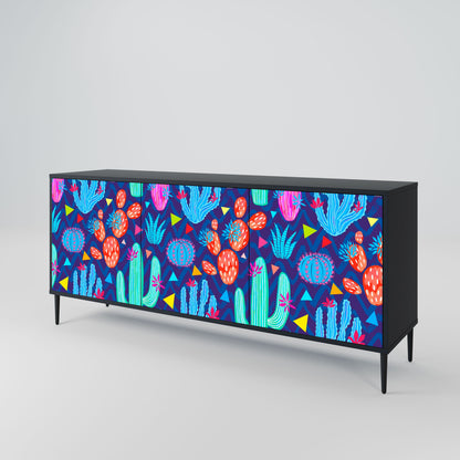CACTUS VIBES 3-Door Sideboard in Black Finish