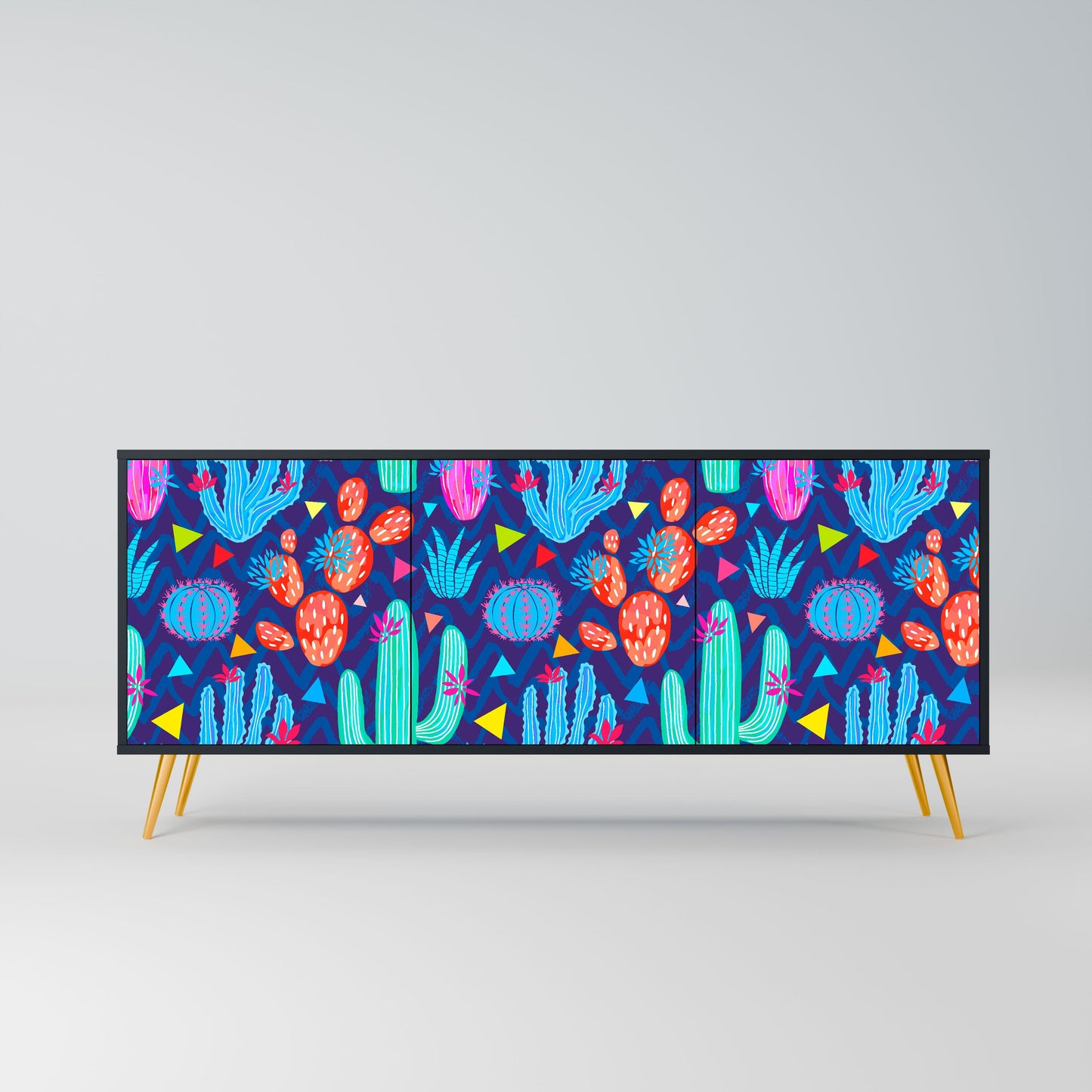 CACTUS VIBES 3-Door Sideboard in Black Finish